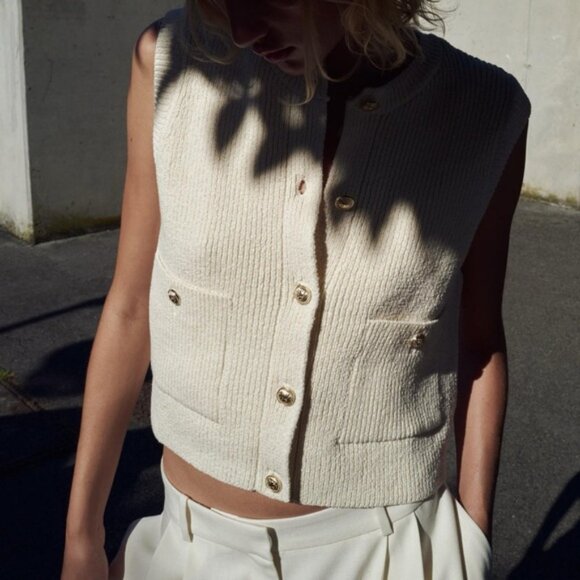ZARA SMOOTH KNIT VEST TOP - Picture 4 of 5